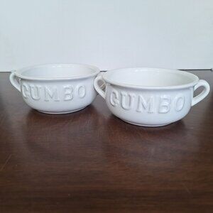 SET OF (2) ROYAL STANDARD DOUBLE HANDLE GUMBO BOWLS ANTIQUE WHITE NWT